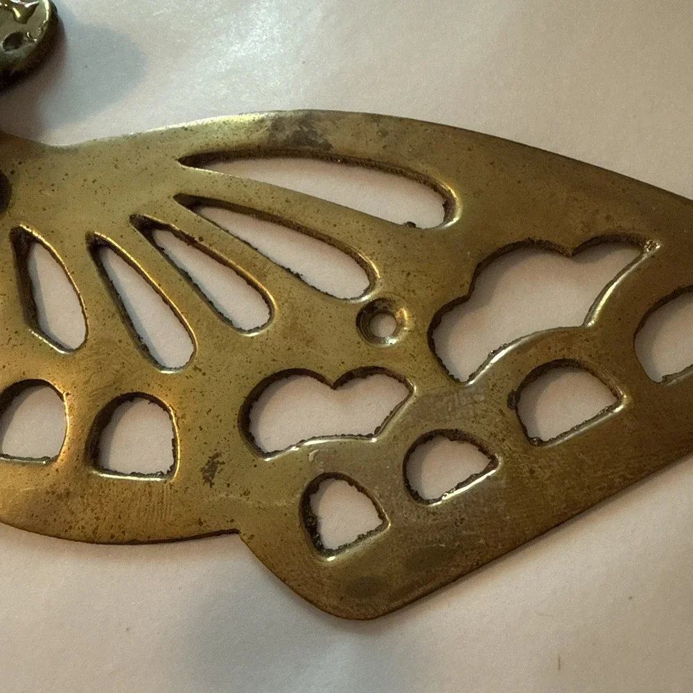 VTG Brass Butterfly Hook Collectible Wall Hanging Indoor Decor 10.5x7.5